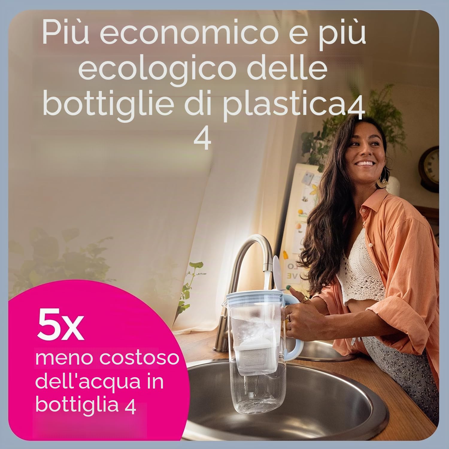 BRITA Caraffa filtrante Style Blue (2,4 L) con 1 cartuccia MAXTRA PRO All-in-1 - caraffa dal design con LED LTI intelligente e coperchio a scatto - ora in confezione sostenibile Smart Box