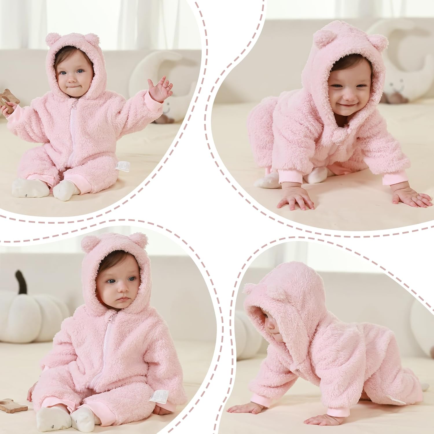 Newborn Baby Bear Outfit Suit Girls Boys Fleece Jumpsuit Romper Hooded Winter Snowsuit Clothes - Image 5