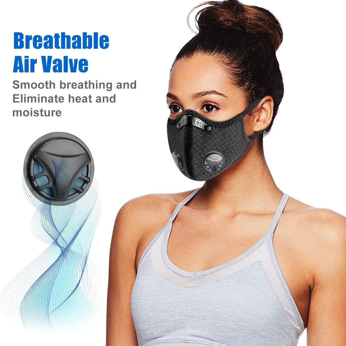 Colbiz Dust Mask Reusable Activated Carbon Windproof Dustproof Masks with 5 Filters, Adjustable Breathable Sports Face Mask for Running Cycling Motorcycle Mowing Woodworking Outdoor Activities : Sports & Outdoors