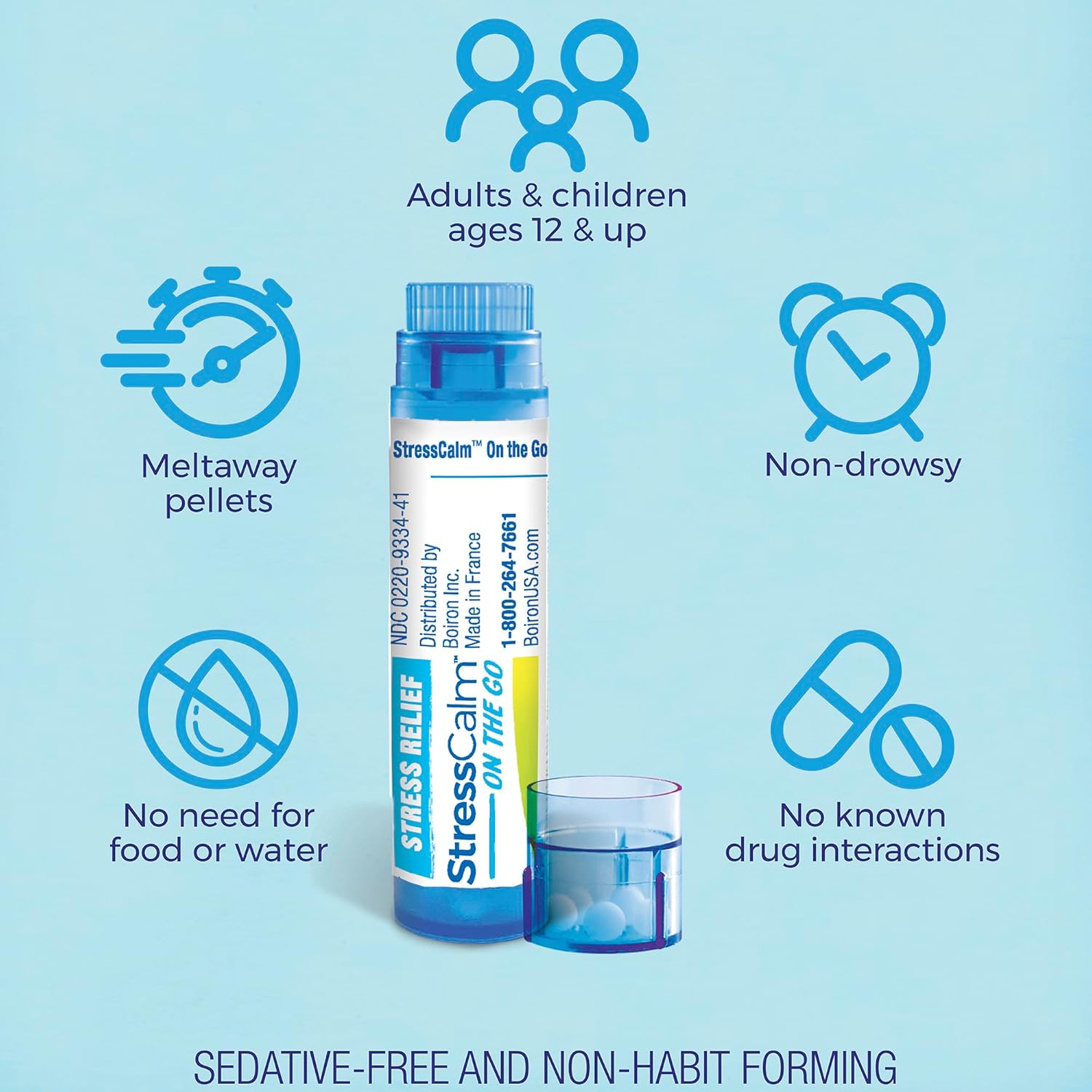 Boiron StressCalm On The Go for Relief of Stress, Anxiousness, Nervousness, Irritability, and Fatigue, 80 Count per Tube - 4 Tubes Pen