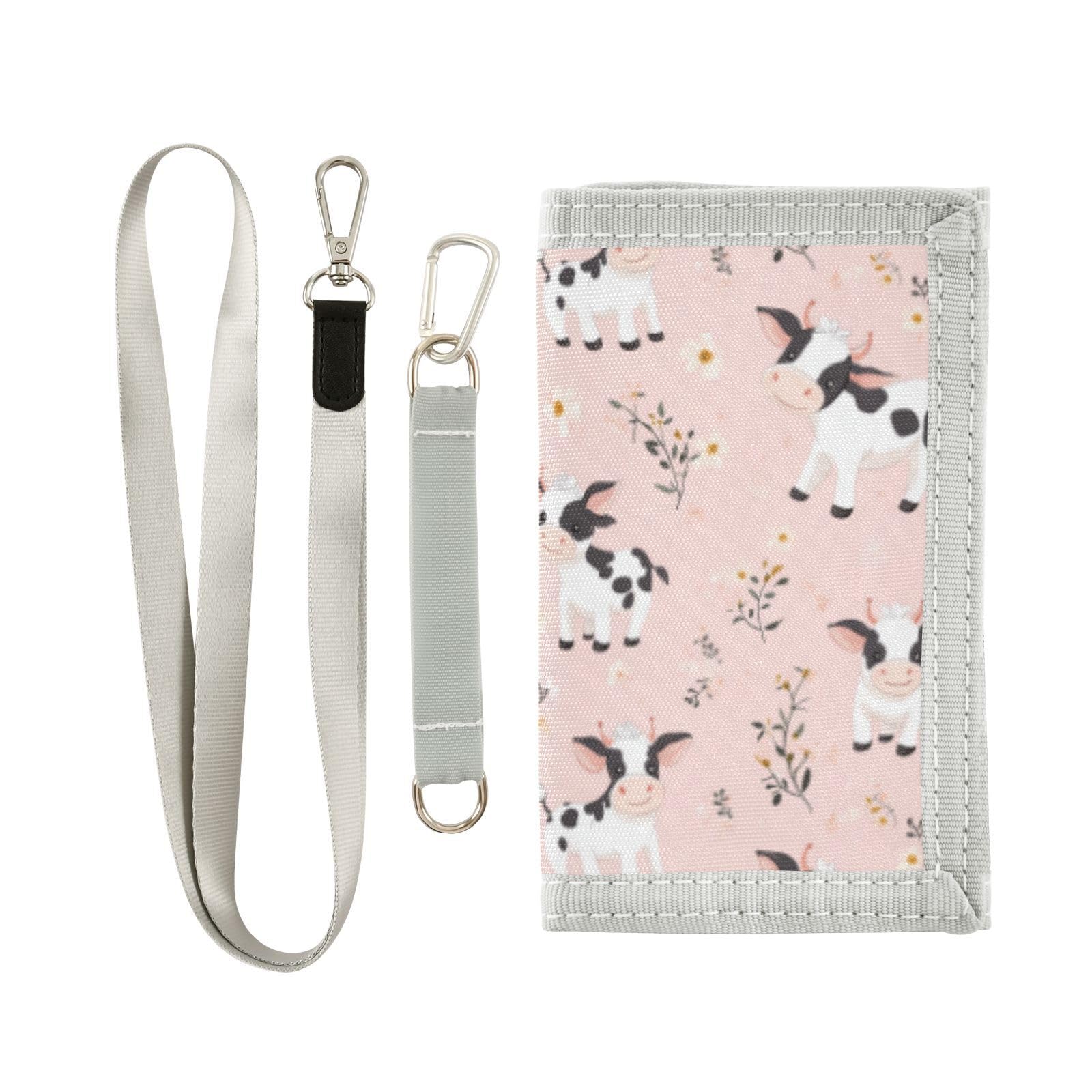 Wusikd Cows Pink Kids Wallet for Boys Girls Cute Toddler Trifold Wallet Novelty Wallet for Teens Women Men