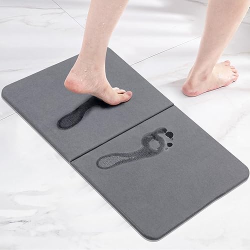 Lydia's Deal Tapete de baño de piedra  Alfombra de ducha plegable de tierra de diatomeas, tapetes de baño de piedra para baño, color gris