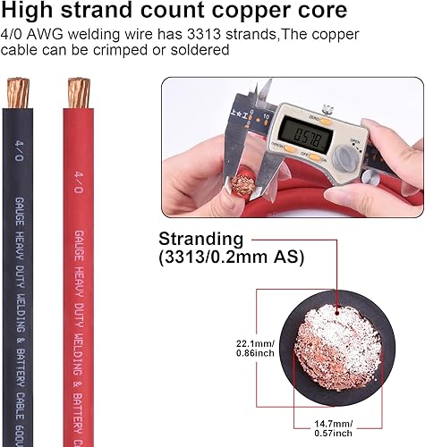 Miniatura 10 de iGreely Cable 6 AWG calibre 6 de 20 pies negro + batería de soldadura roja de 20 pies, cable ultra flexible de cobre puro + 5 conectores de terminal
