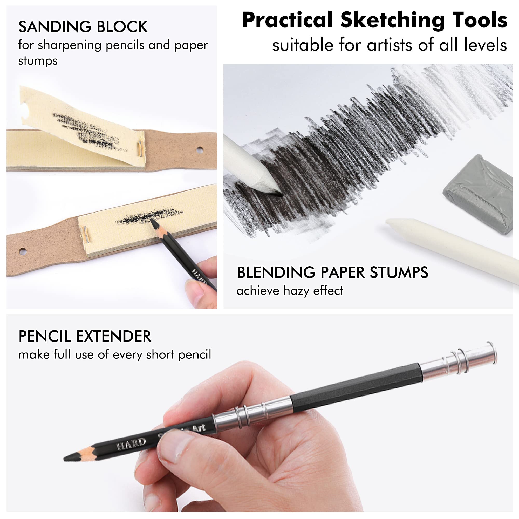 Drawing Kit, Shuttle Art 52 Pack Drawing Pencils Set, Professional Drawing  Art Kit with Sketch Pencils, Graphite Charcoal Sticks, Drawing Pad in ...