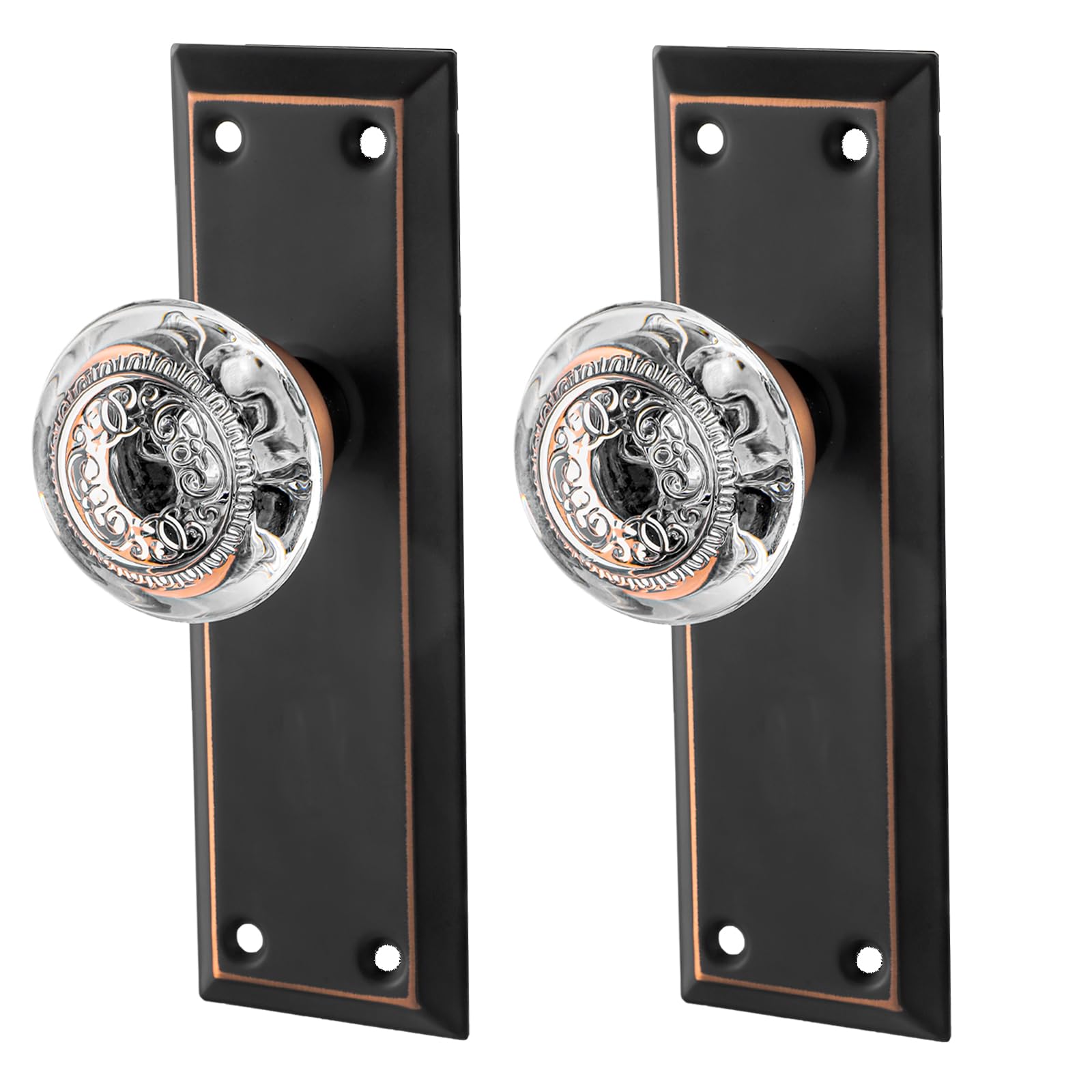 ToPToToo Glass Dummy Door Knobs Interior, Single-Side Crystal Dummy Door Knobs Replacement, Inactive Door Knobs for Bifold and Closet Door, Oil Rubbed