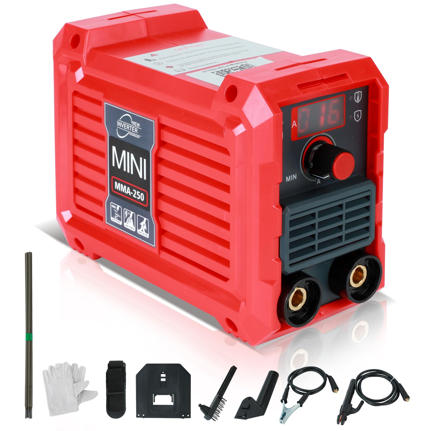 MMA Welding Machine, ARC Inverter Welder, Electrode Welder, Welding Machine, Electrode Welding Machine, Wire Welding Machine, Digital Display, Compact and Light, 14 Pieces, 210x105x165 mm