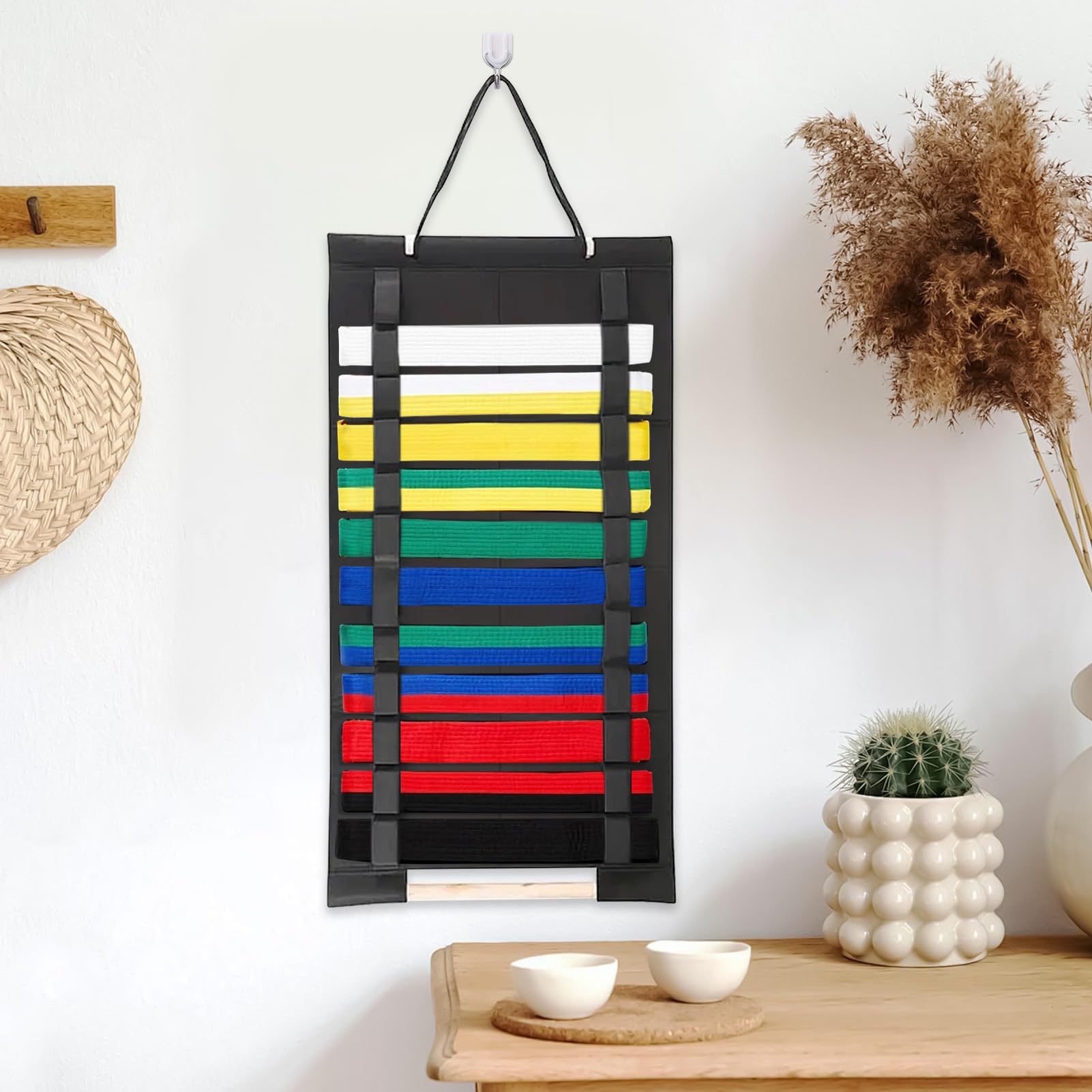 Expositor para Cinturones de Artes Marciales - Organizador de Fieltro para Cinturones de Jujutsu - Estante De Almacenamiento De Pared, Accesorios Para Artes Marciales En Puertas De Armario Y Dormitori
