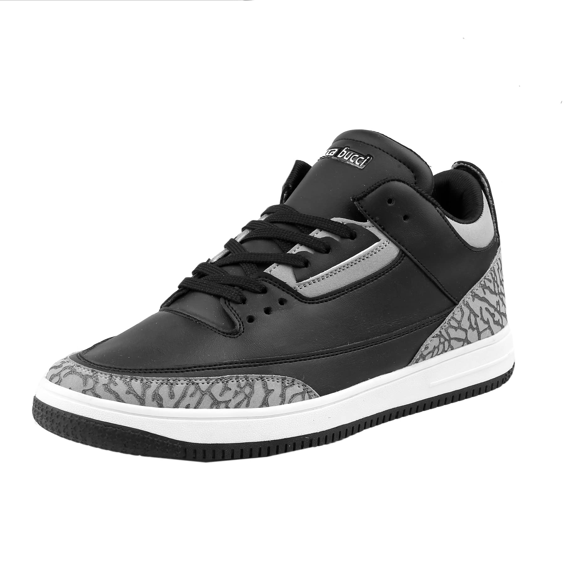 Bacca Bucci Vortex Mid-top Flat Sole Street Fashion Sneakers for Men with lightweighted Rubber Outsole Black (B0C28FTMP9) Amazon Price History, Amazon Price Tracker