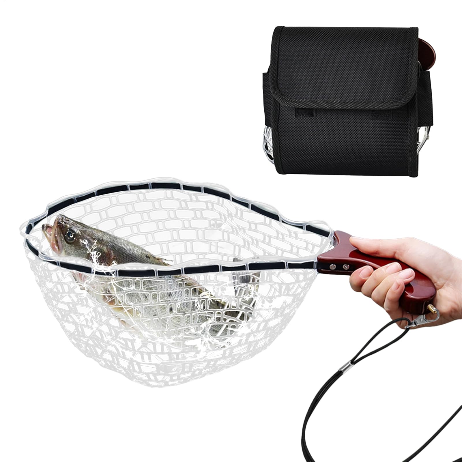Filets de Pêche Épuisette Pliable avec Manche pour Aquarium | Poignée Ergonomique pour Stockage des Prises Vivantes Piscines Plages Étangs Saumon Mouche Kayak Bar
