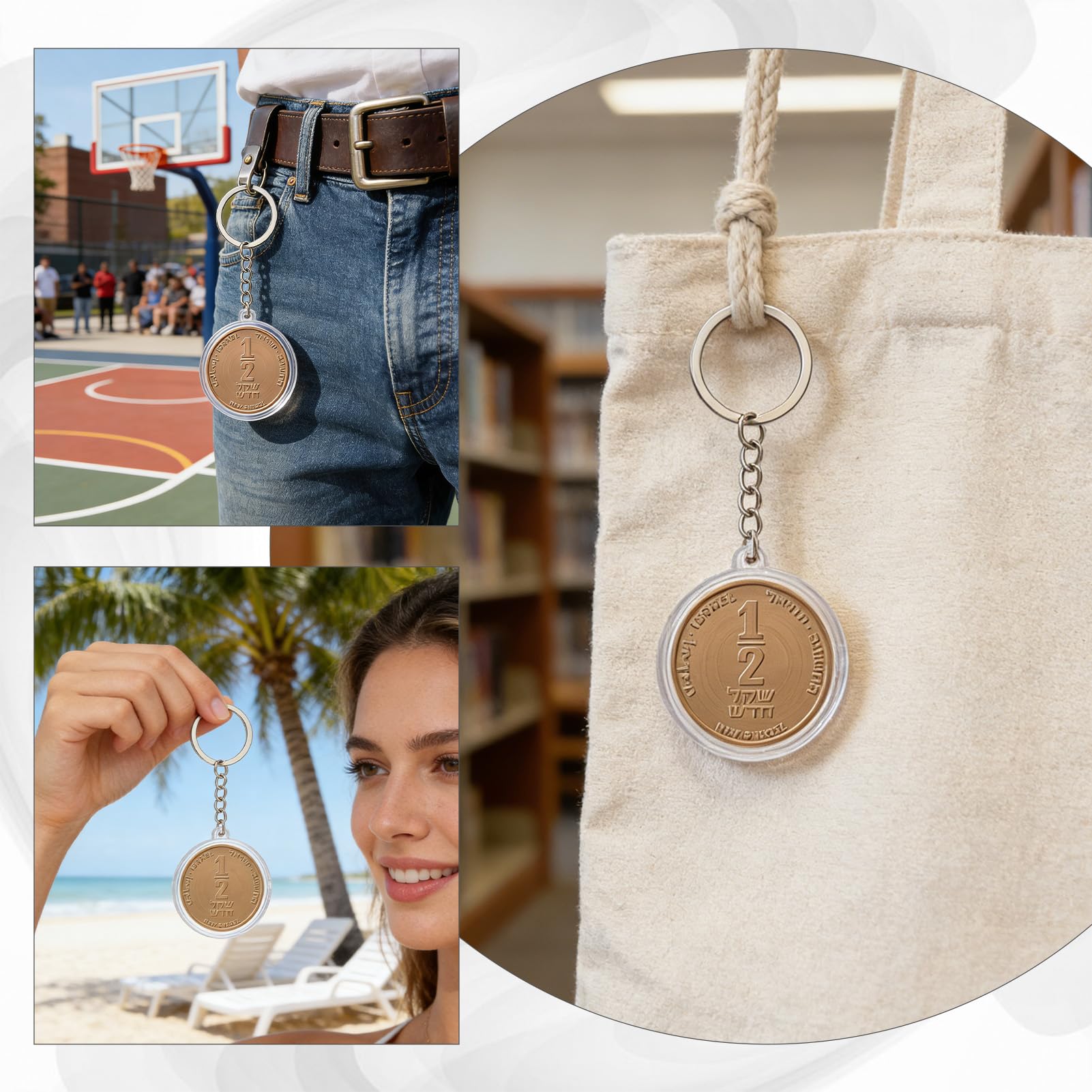 NICENEEDED 4 Llavero Porta Monedas, 1.57" Estuche Transparente con Cápsulas Duras para Monedas, Ideal para Medallones Y Colección de Monedas de Recuerdo.