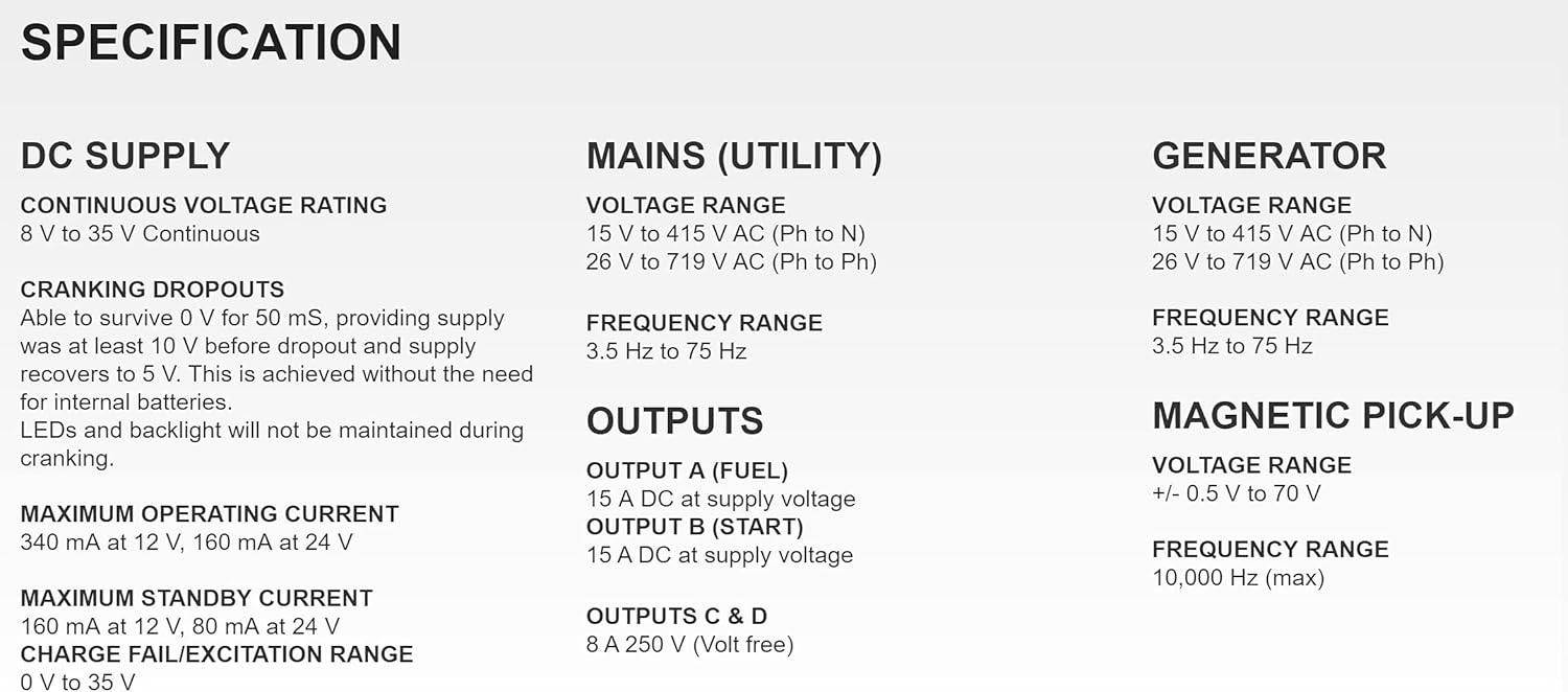 DSE7320 MKII Technical Specifications
