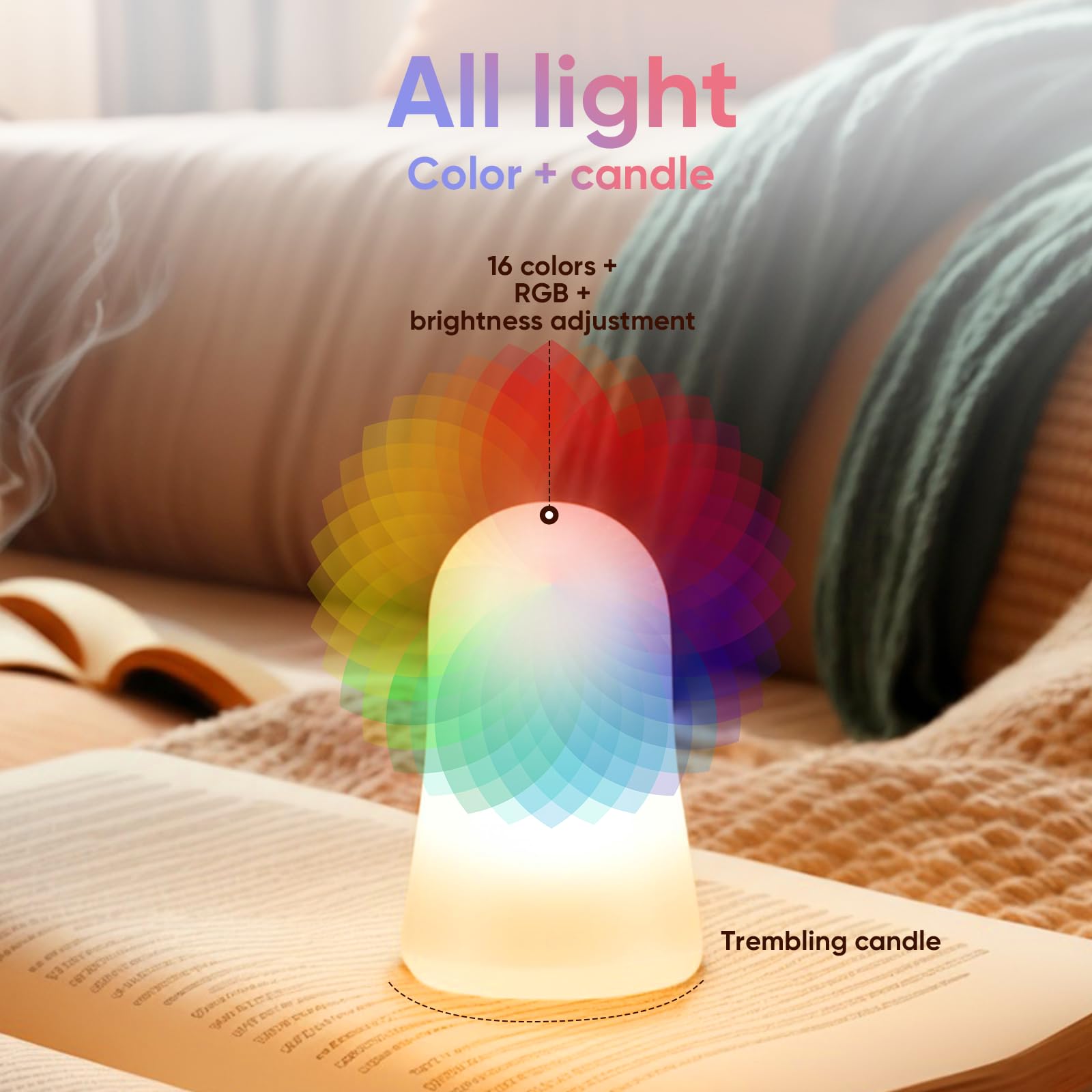Candele a LED RGB, confezione da 12, multicolore con bianco caldo, base magnetica ricaricabile, telecomando, stazione di ricarica, 5 x 5 x 25 cm