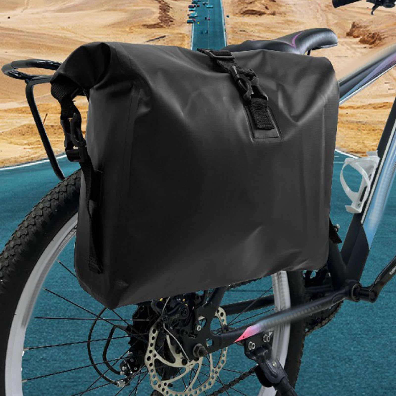 Vaveren Waterproof Bike Pannier,Bicycles Rear Rack Bag, PVC Saddle Bag Backseat Storage Pouch for Commuting Commute Touring Cycling, black