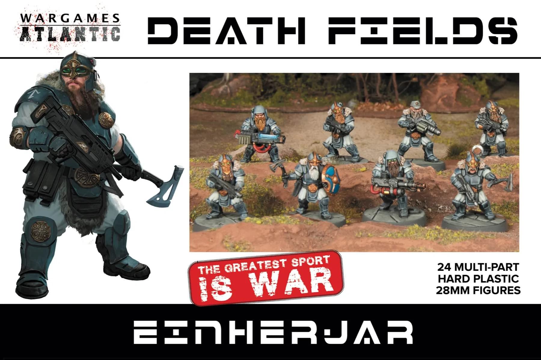 Wargames Atlantic Death Fields - Einherjar Infantería (24 figuras) de plástico duro multiparte (poliéster de alto impacto) figuras de 28 mm