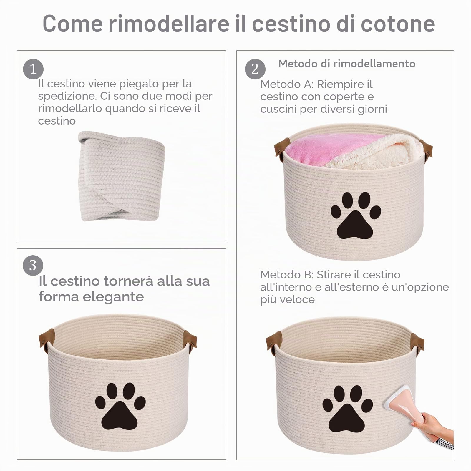 Morezi Cestino per giocattoli per cani e gatti, in grande contenitore, perfetto per raccogliere giocattoli, toelettatura, pannolini, per soggiorno, sala giochi, armadio, casa, beige
