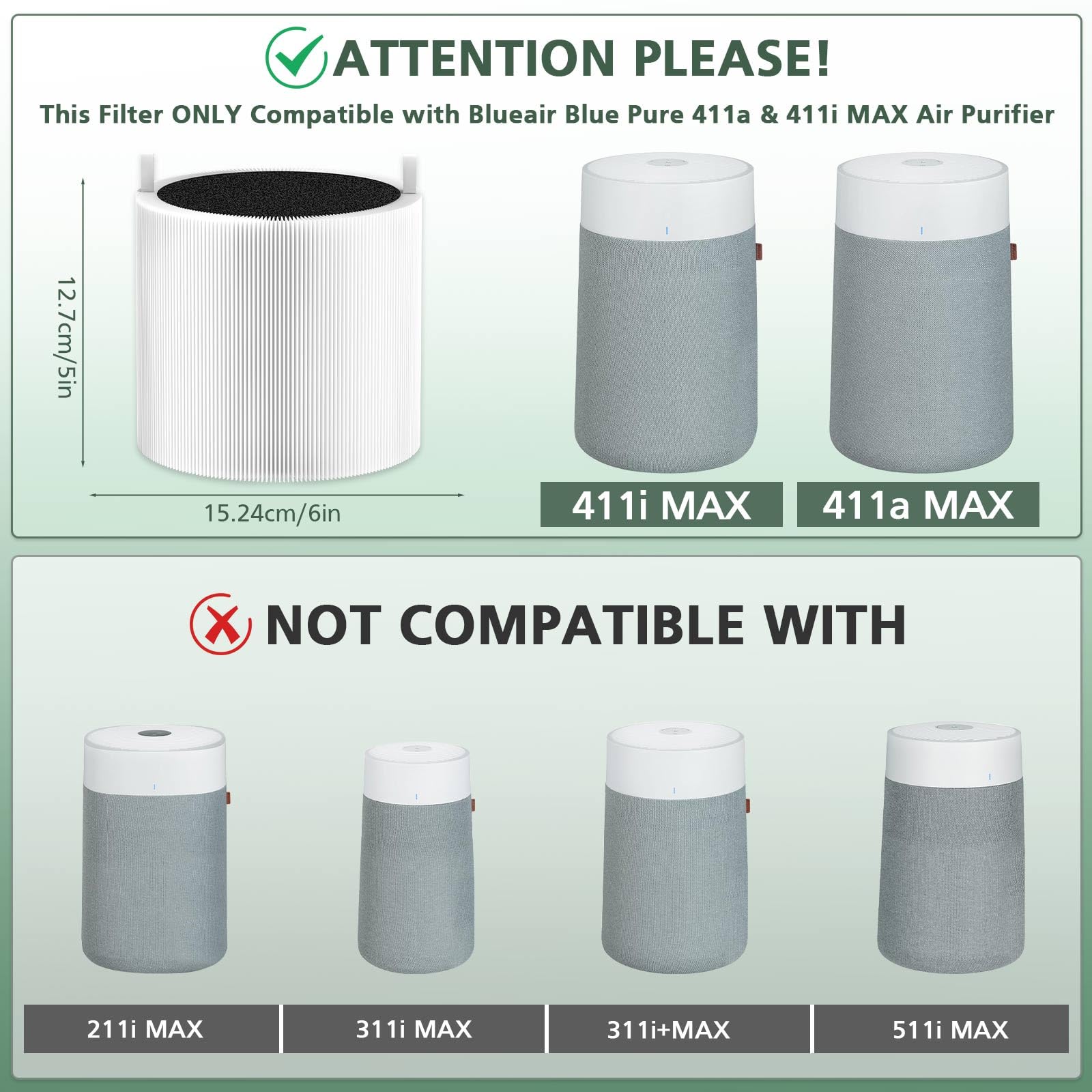 2 Pack 411i Max & 411a Max Replacement Filters Compatible with F4MAX, 411i Max and