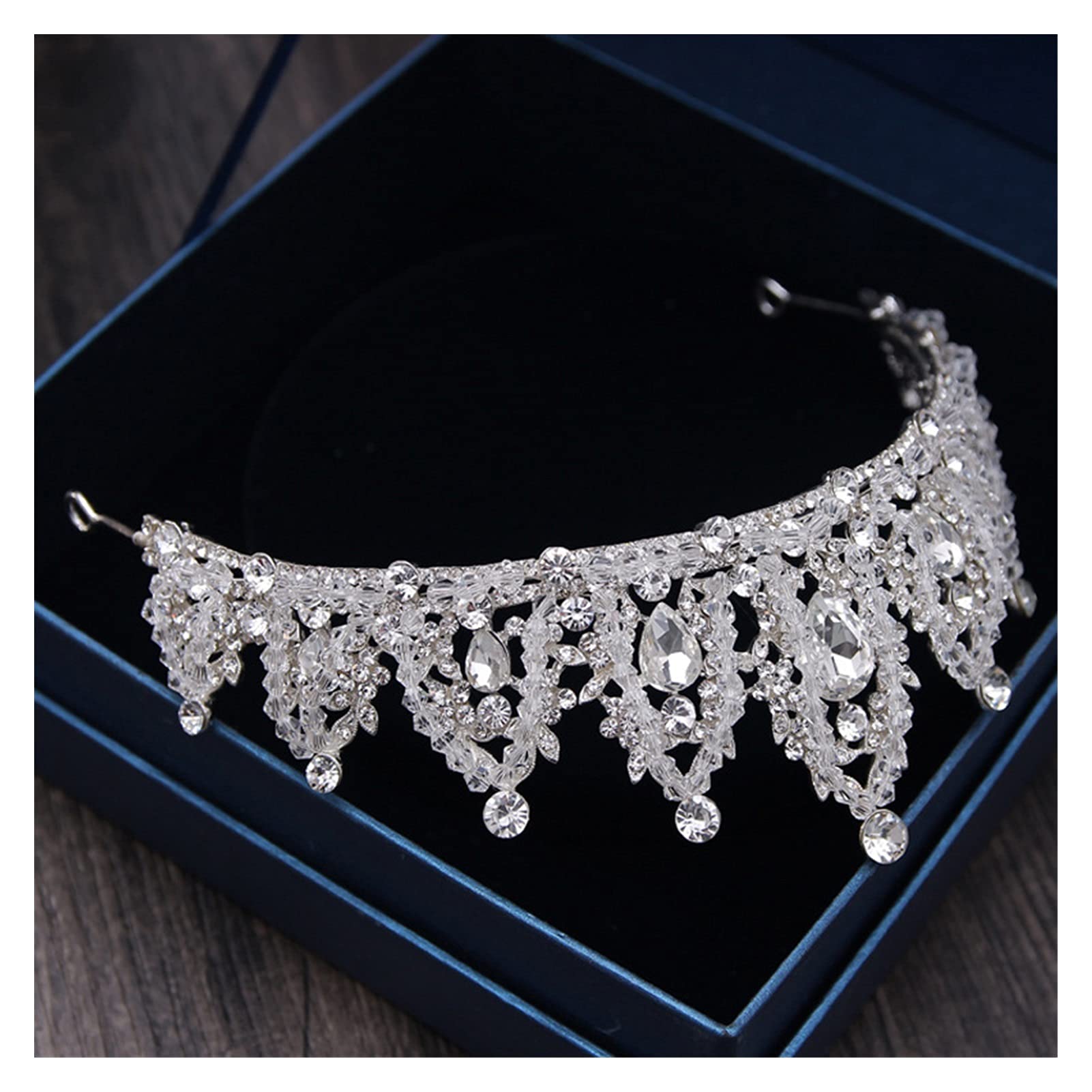 Barokowy luksusowy Rhinestone korona ślubna diadem ręcznie robiony srebrny kryształ Diadem diadem na ślub panny młodej akcesoria do włosów Tiara (kolor metalu: srebrny)