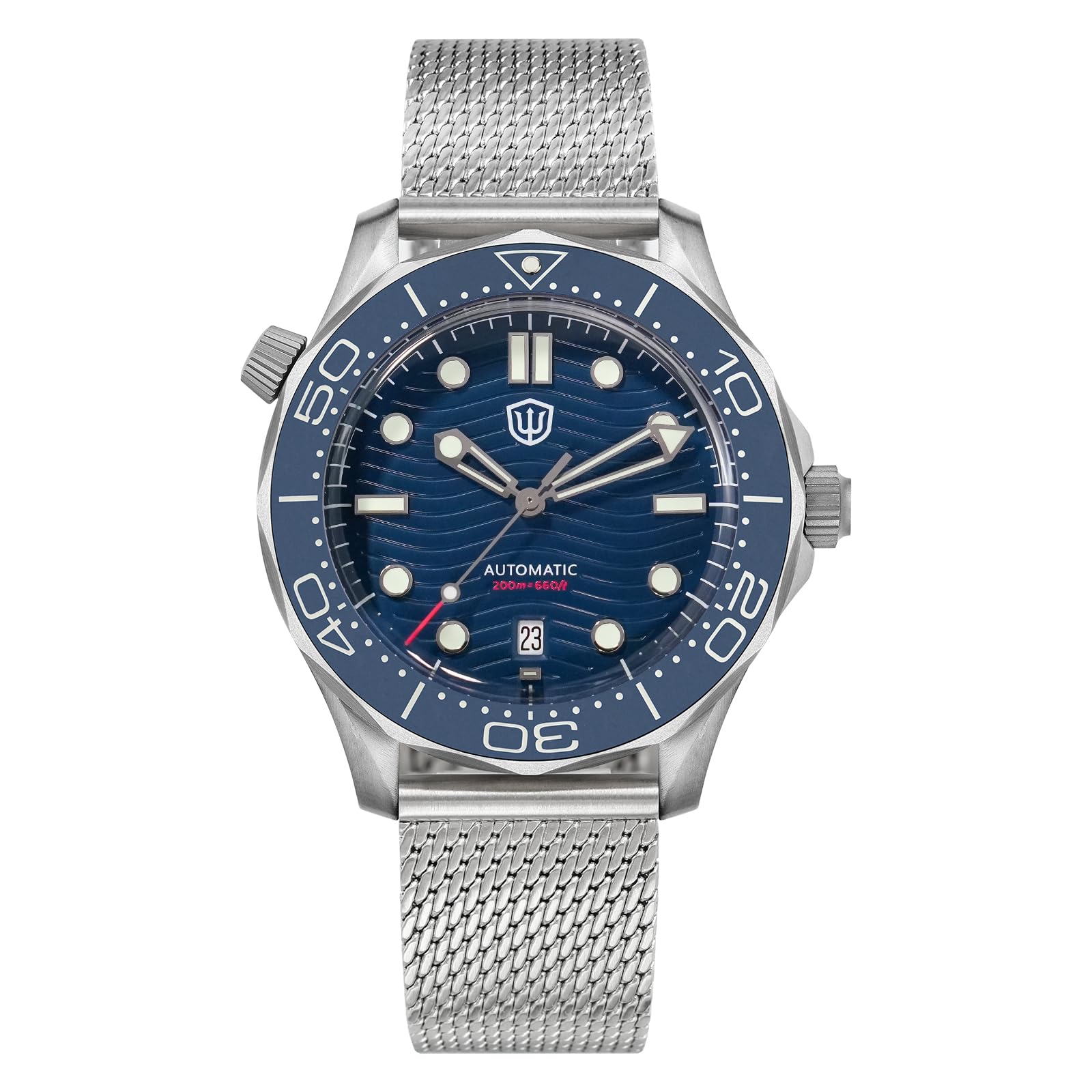 watchdives WD007 42mm Top Hat Saphir Klasse 2 Titanium Taucheruhr, PT5000 Automatikuhren, C3 Grün / BGW9 Blau Leuchtend Armbanduhr 200m wasserdichte Uhr