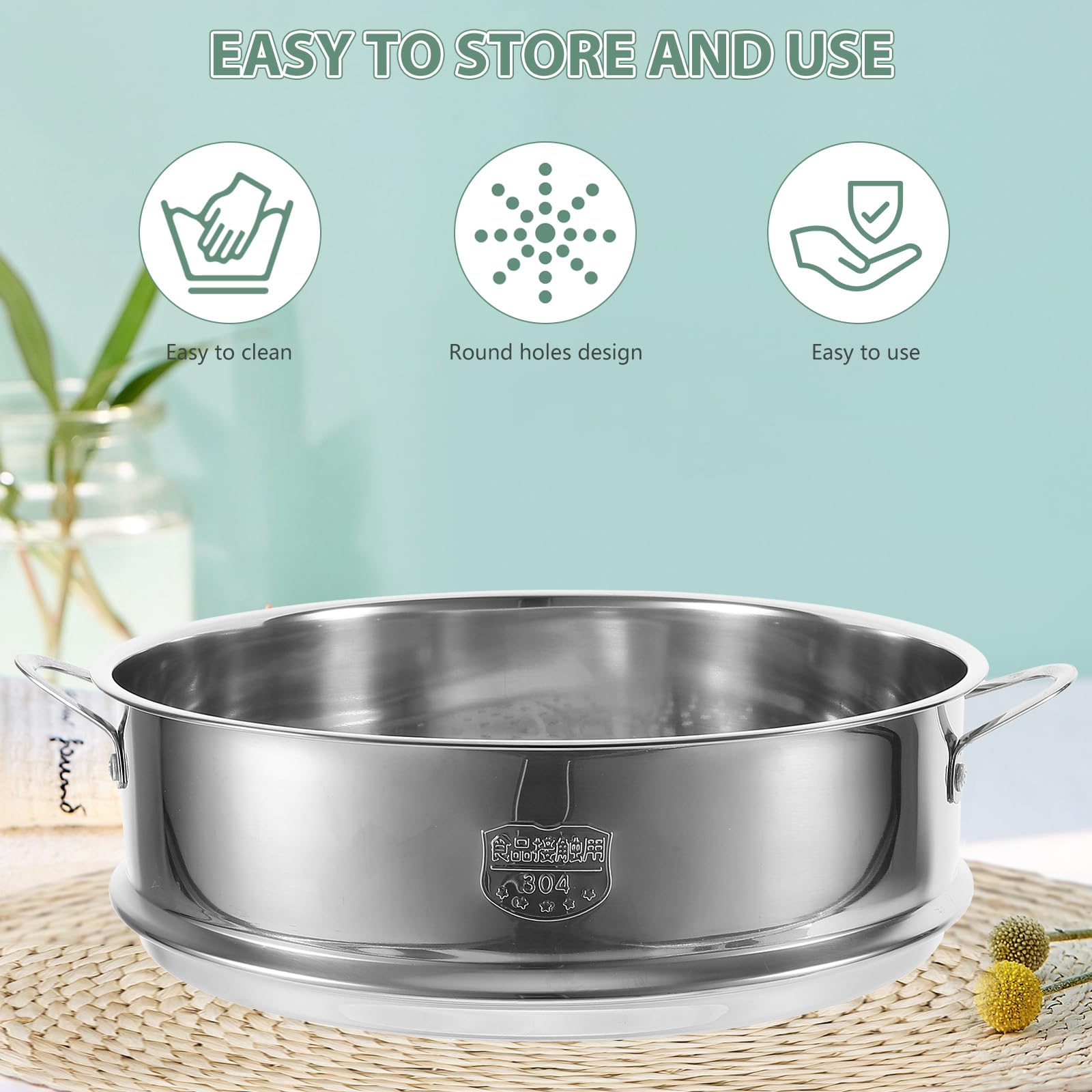 Cestino per cottura a vapore in acciaio inox, inserto per panini alimentari, per cottura a vapore in pentola e cucina (25,4 cm/25,6 cm)