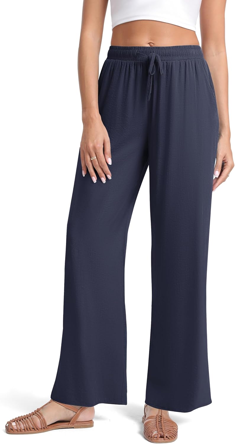 Urban CoCo Women's Lightweight Wide Leg Palazzo Pants - Image 3
