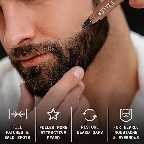 Vista 36 de Striking Viking Lápiz de relleno para barba, paquete de 2, tamaño de viaje, marrón oscuro, fórmula impermeable y relleno de barba para hombres