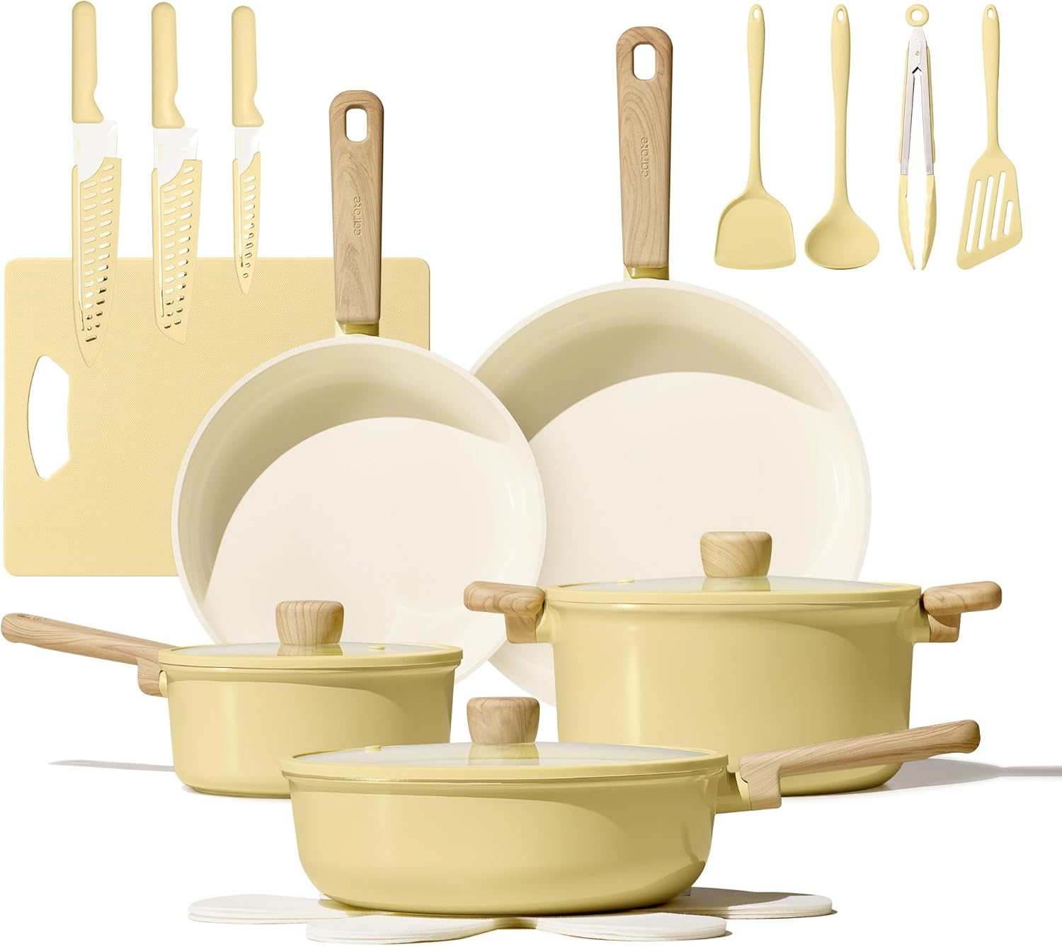 CAROTE 24-Piece Non-Stick Ceramic Cookware & Knife Set