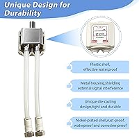 Vista 7 de Divisor de satélite de 5 a 2500 MHz, divisor CATV de 2 vías con cable coaxial RG6 y 2 conectores, para alimentación de paso a LNB, mejora la calidad
