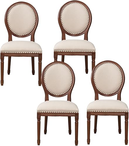 Miniatura 20 de Sillas de comedor de madera para casa de campo, sillas de cocina estilo país francés, silla vintage para sala de estar con respaldo redondo, silla