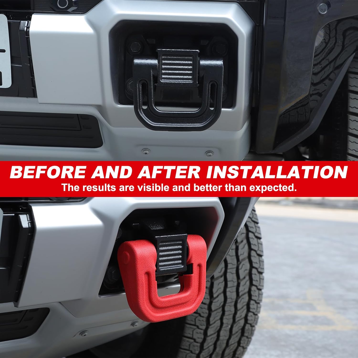 Tow Hook Covers for Hummer EV Accessories 3PCS Rear Front Bumper Tow Hook Rubber Sleeve Protectors Compatible with Hummer EV SUV Pickup Truck 2022-2024 2025+ (Red)