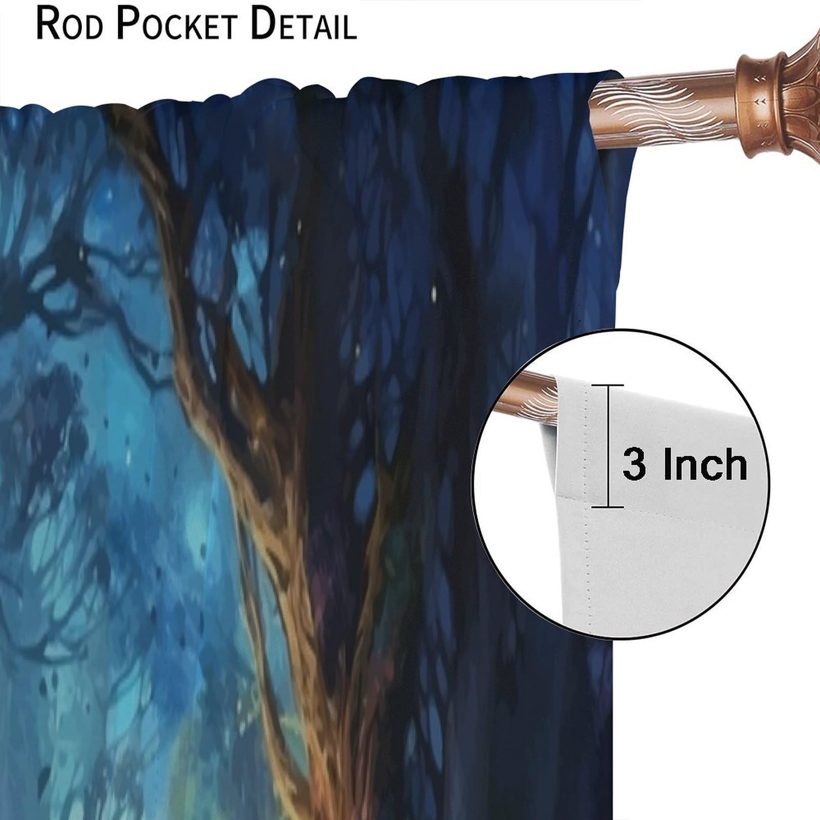 Magic Forest Blackout Curtains - Gothic Fairy Tale Design, Rod Pocket, 2 Panels (21x45 Inches Each)