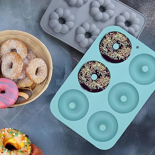 Miniatura 4 de Homaisson Molde de silicona para hornear donas de tres piezas, molde antiadherente para hornear donas, sin BPA, fácil de liberar, puede hacer donas