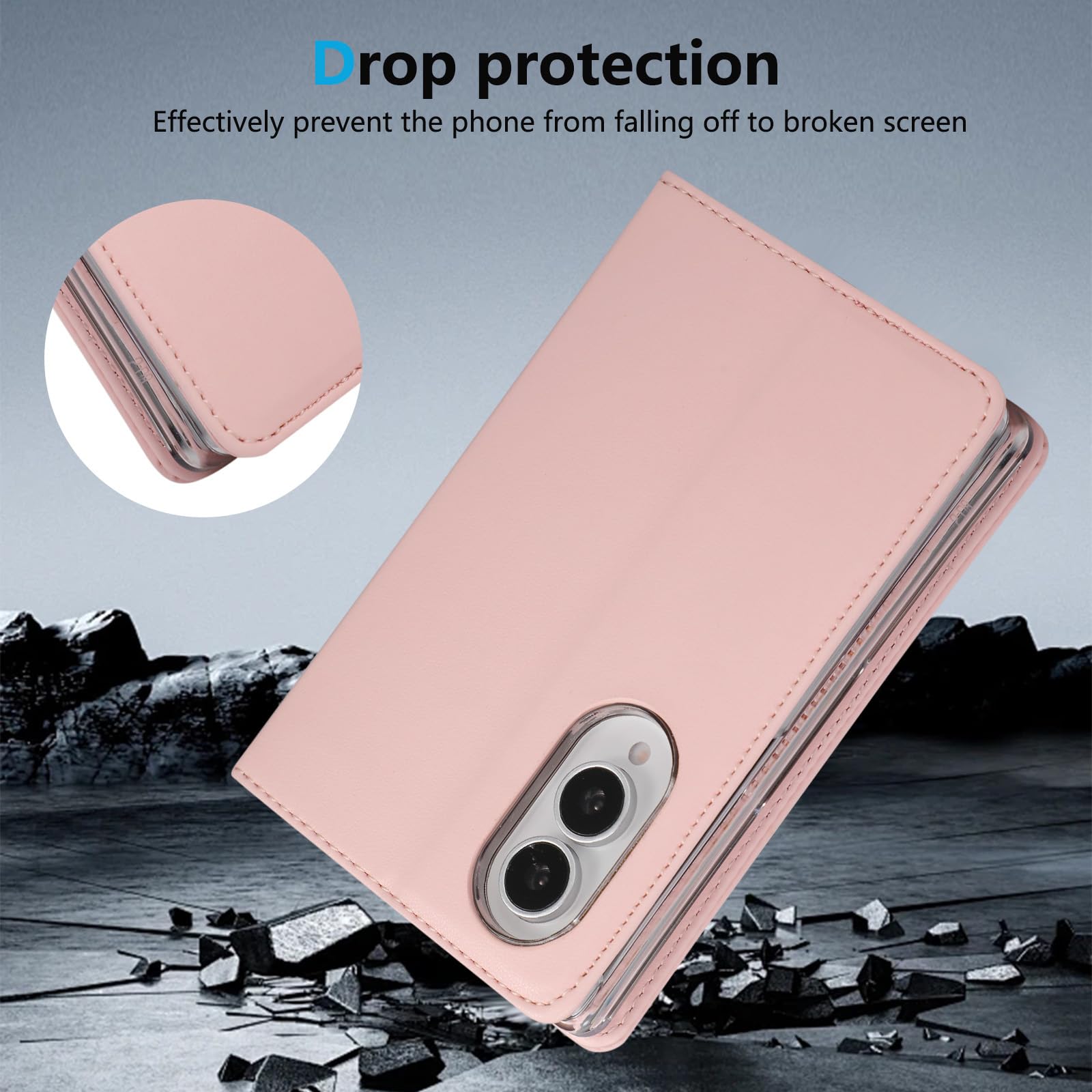 Custodia Portafoglio Per Samsung Galaxy Z Fold 8, Flip Libro Pelle Cover | Blocco RFID Pieghevole Funzione Supporto Protezione Completa Guscio,Bianca,Fold 8