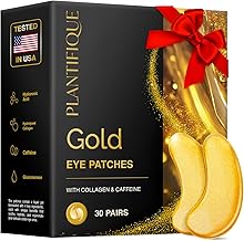 PLANTIFIQUE Eye Patches Bags and Dark Circles, 30 Pairs of Collagen and Cafeine Patches for Eye Contour, Gold Masks Anti-Wrinkle and Anti-Dark Circles – Eye Patches