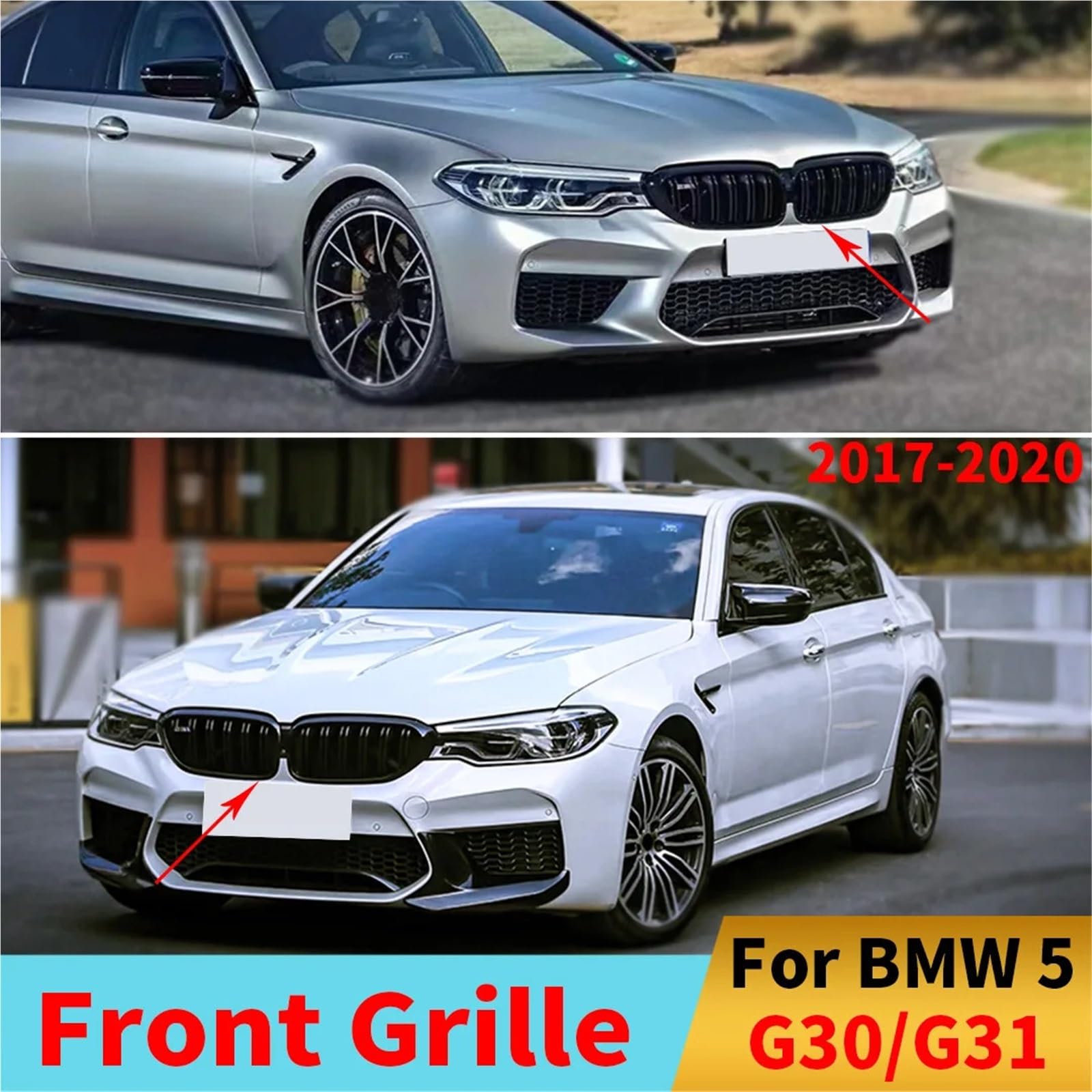 Przedni zderzak Grill Wlot Siatka Tuning Pasuje Do BMW Serii 5 G30 G31 2017-2020 525i 530i 540i 520d 530d M550d M550i 530e XDrive osłona chłodnicy