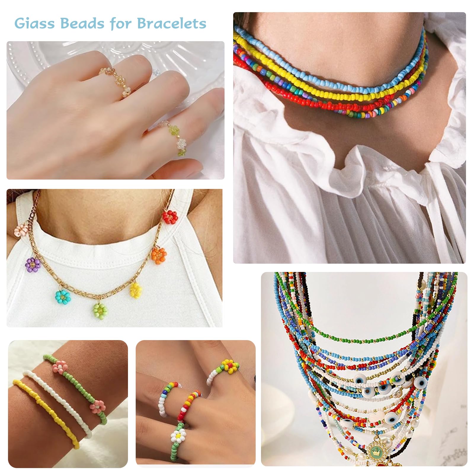 120 Couleurs 15093 Pièces Perles Pour Bracelet, 4mm Rocaille, Kit Bijoux Avec 300PCS Lettres & Souriantes