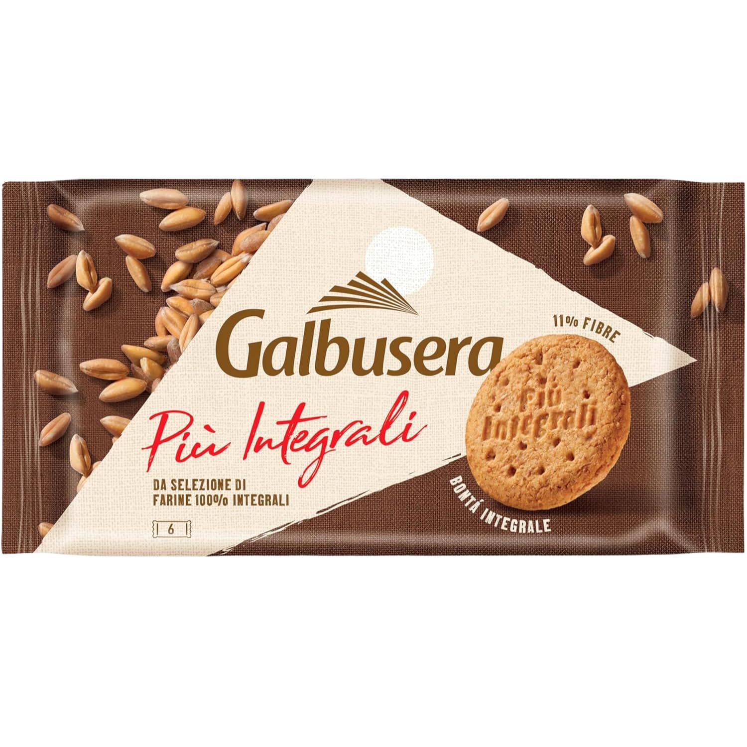 Biscotti Integrali 330g Più Integrali con Zucchero di Canna Ricchi di Fibre Colazione Sana Variazioni 4/8/12 Confezioni (12 PEZZI)