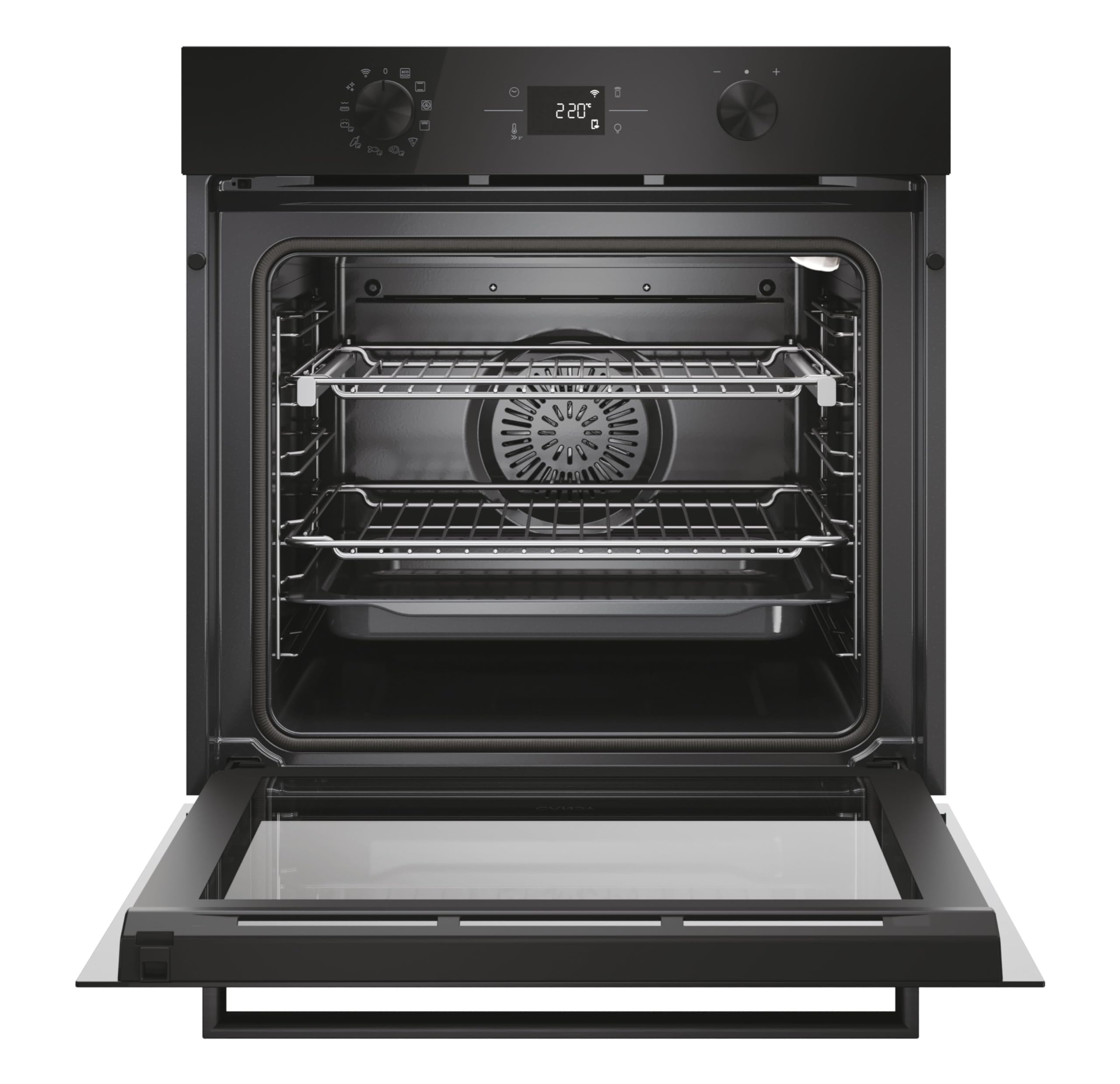 Candy C-Bake 600 CA6 N5B3EYTB, Horno Multifunción, 78L, WIFI, 3300W, 1 Bandeja y 2 Rejillas, Pirólisis + Aquálisis, Convección, 13 Funciones, Puerta 4 Cristales, Full Black