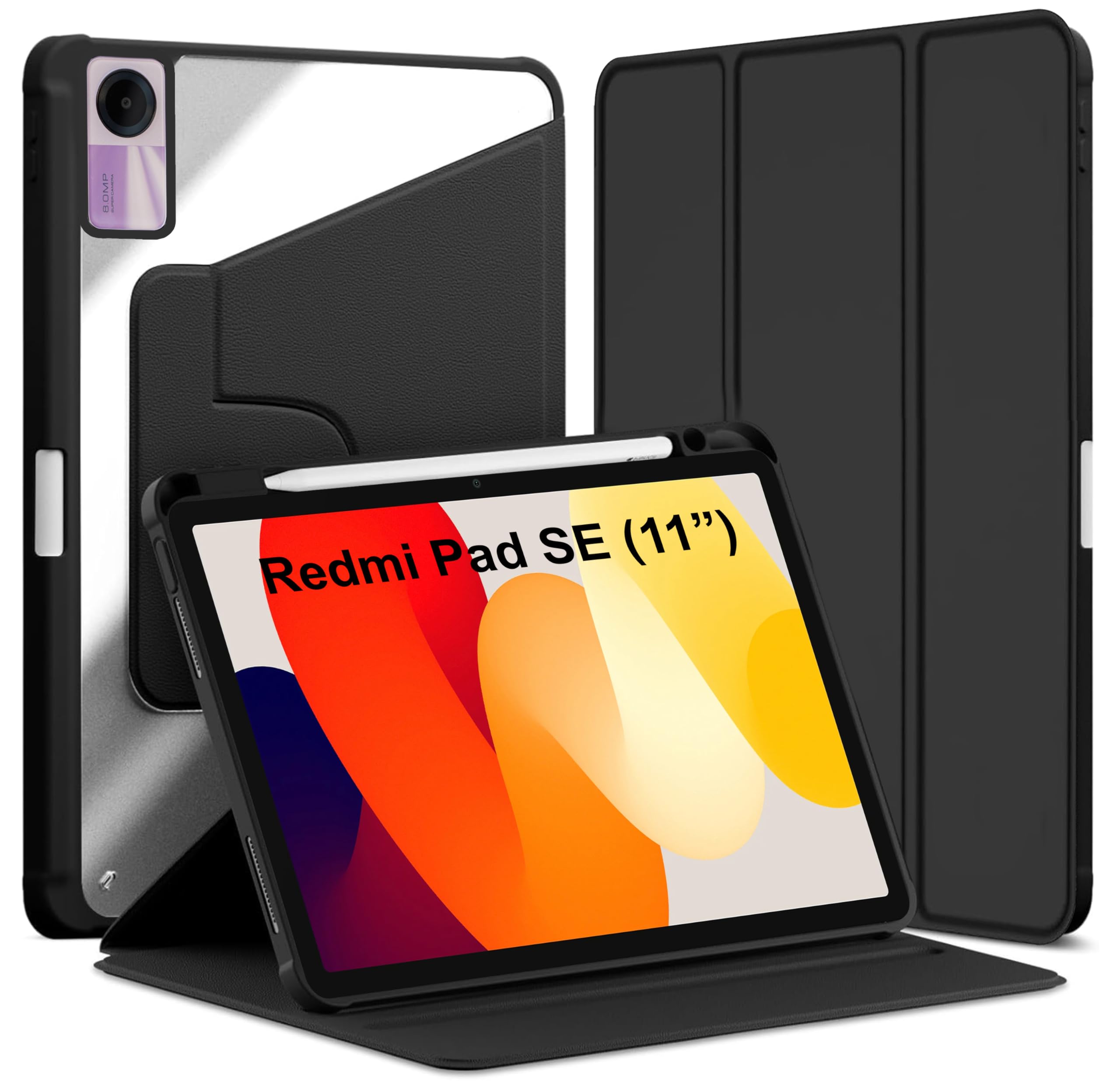 TGK Rotating Case for Redmi Pad SE 11 inch with Pencil Holder 360
