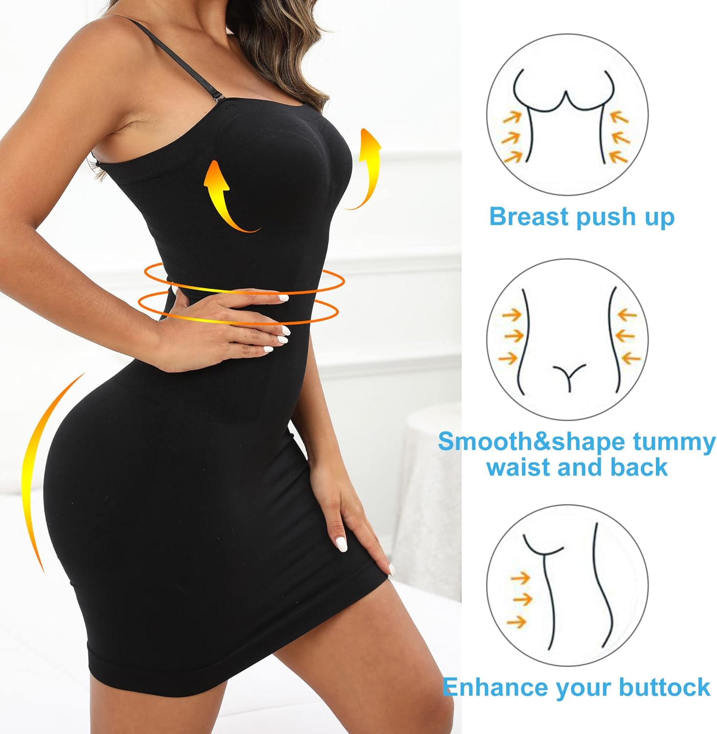 Women's Strapless Shapewear Full Slip for Under Dresses Tummy Control Seamless Body Shaper Slips - Image 5