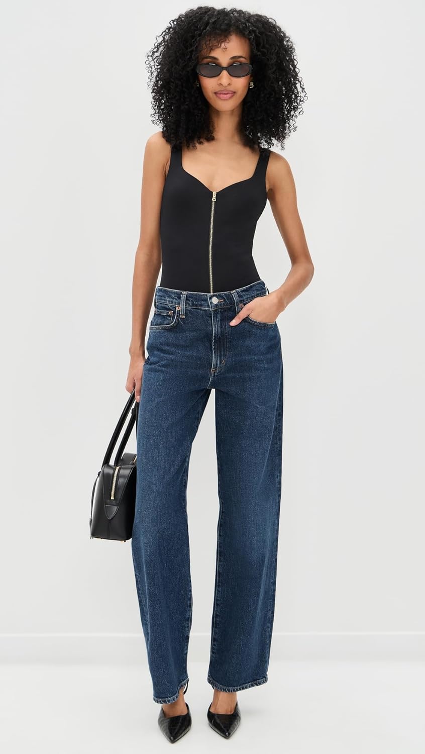 alice + olivia Women's Eve Zip Front Thong Bodysuit - Image 5