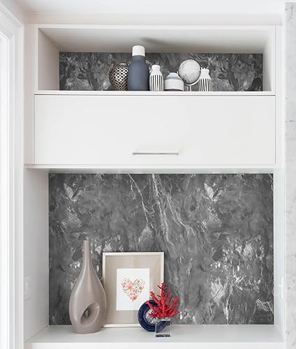 Miniatura 2 de Guvana Papel de contacto de mármol mate, papel tapiz gris extraíble, papel tapiz de mármol para despegar y pegar, papel tapiz de contacto de mármol