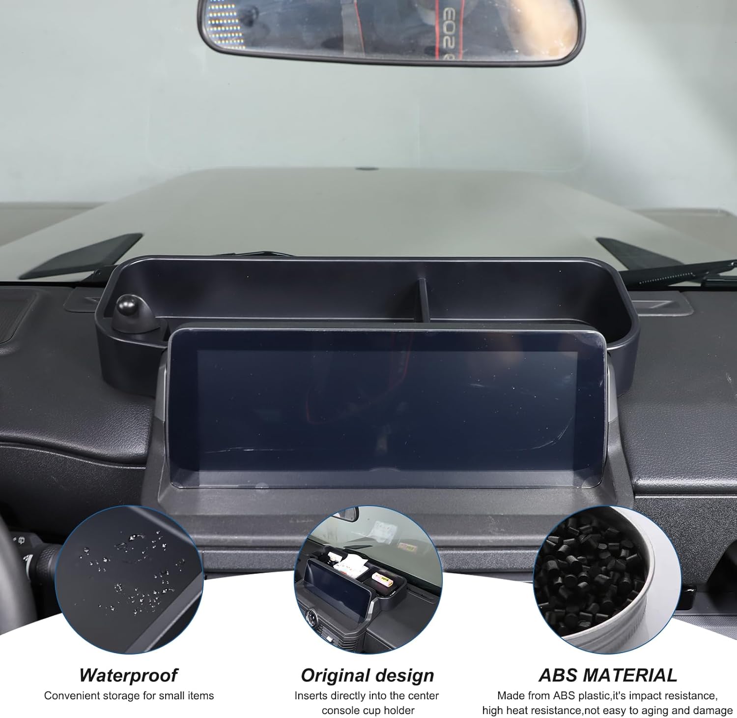 Dash Storage Tray Insert Behind Screen Organizer Storage Compatible with INEOS Grenadier 2020-2024 Accessories, New Upgraded Dashboard Tray with Cell Phone Holder Phone Key Organizer(Base)