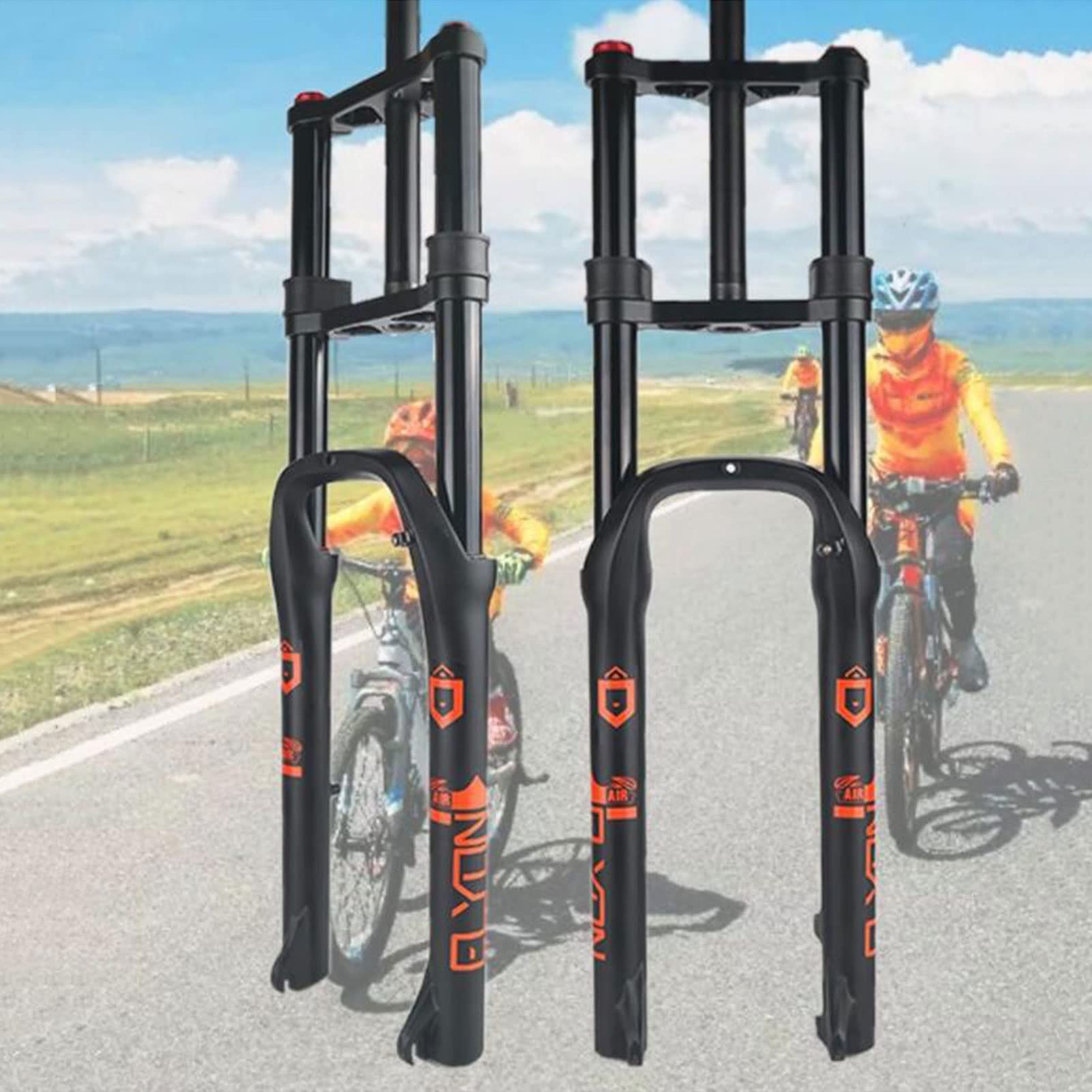 Forcella Anteriore per Bici da Spiaggia/Snowboard da 20/26 Pollici, Forcella a Doppia Spalla in Lega di Alluminio, Escursione 170 mm, Compatibile con Accessori per Bici elettriche.