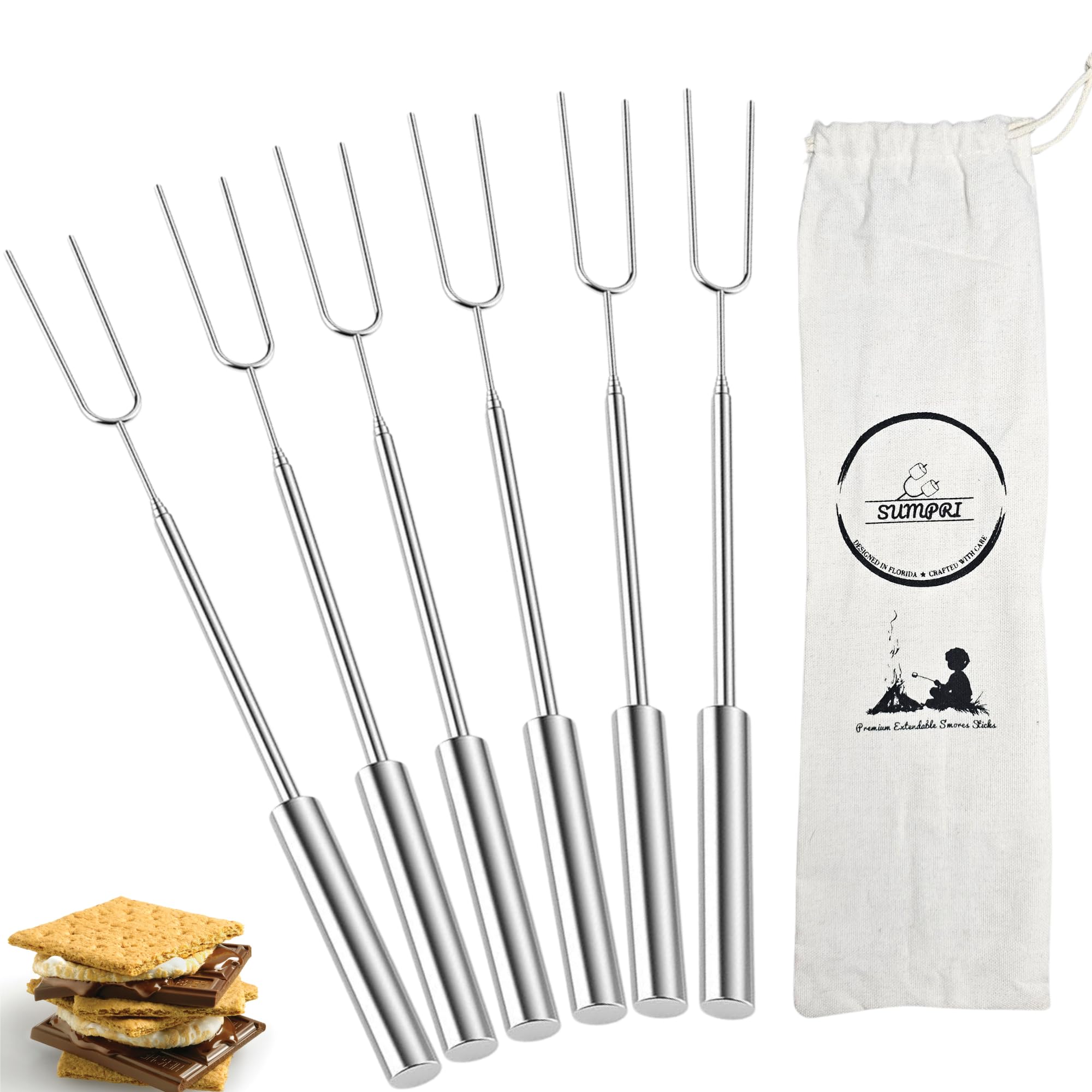 Photo 1 of SUMPRI Stainless Steel Marshmallow Roasting Sticks - Set of 6