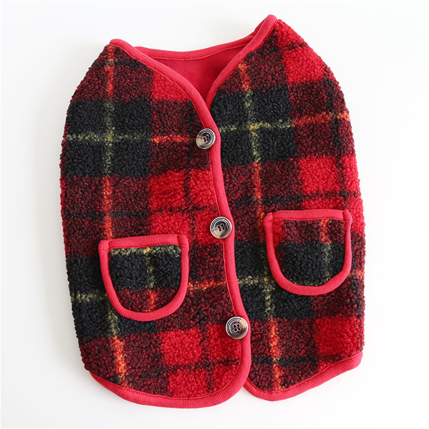 BT Bear Fat Dog Clothes,Dog Big Chest Polar Fleece Pet Winter Warm Coat Jacket for Cats Small Dogs Medium Dogs Pug French Bulldog (S,Red) - Image 2