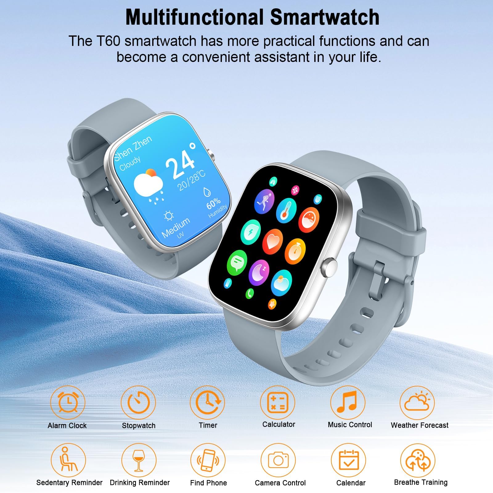 Reloj Inteligente Hombre Mujer, 1.91" HD Smartwatch con Llamadas Bluetooth, Pulsómetro/Monitor de Sueño/Podómetro, 110+ Modos Deportivo Pulsera Actividad, Impermeable IP68 Smart Watch para iOS Android