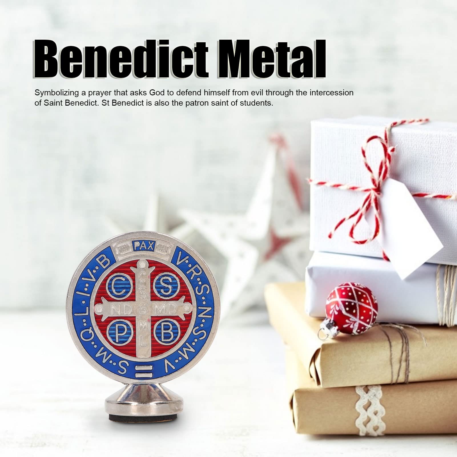 Medale św. Benedykta Ozdoba Dekoracja Św. Benedykt Ochrona Kolor Czerwony Niebieski Metal Wyroby Metalowe Emalia Stal Nagrody Zachęty Materiały Eksploatacyjne