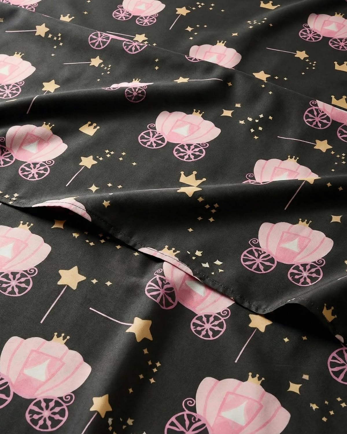 Kids Twin Size Princess Carriage Bed Sheets - 3 Piece Kids Sheet Set