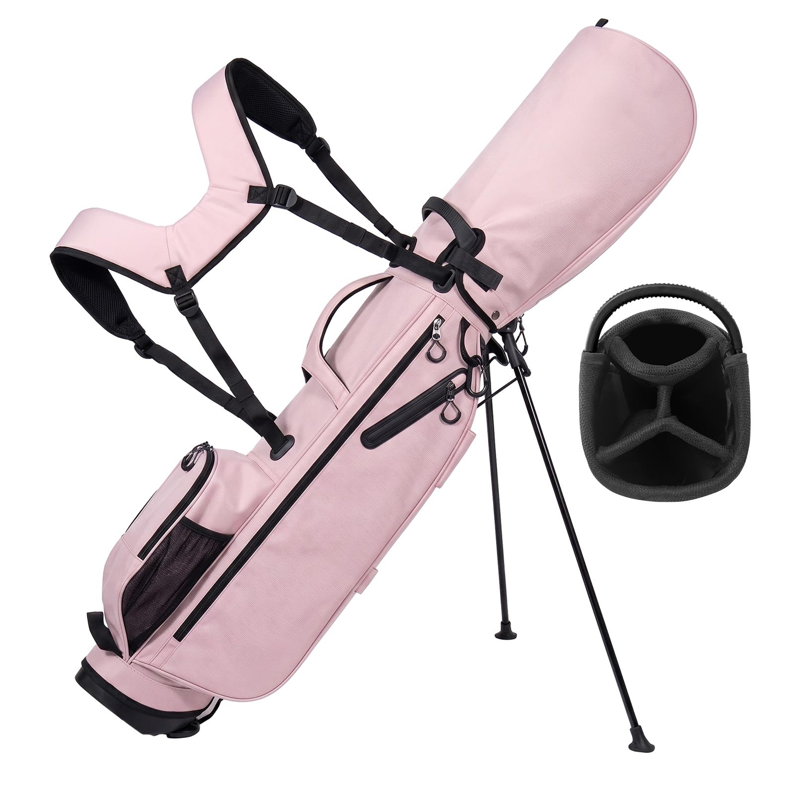 Lightweight Golf Stand Bag, 4-Way Full-Length Dividers, Holds Up to 10 Clubs, 3.7 lbs Golf Bag with Dual Straps &amp; Stand for Driving Range, Par 3, and Standard Courses