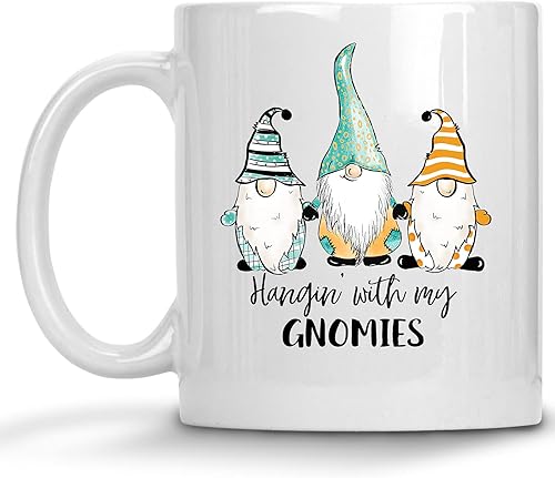 DashaAlexander Divertida taza de cerámica de gnomo, taza de café Hangin with my Gnomies, regalos para adultos, taza de café, día de San Valentín,